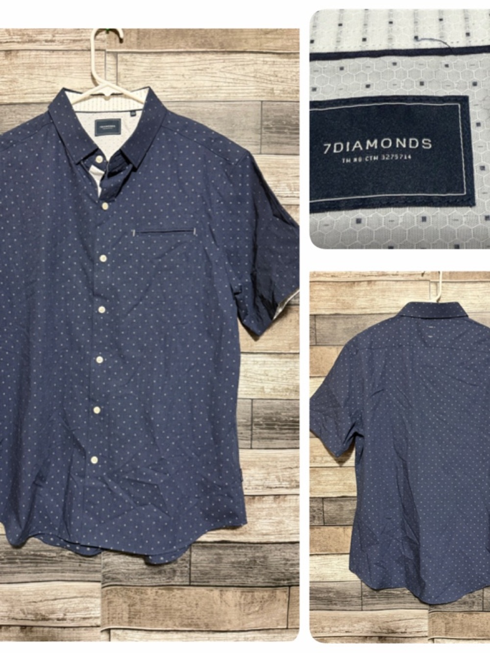 7 Diamonds Volta 7 Diamonds Fit Polka Dot Short Sleeve Button Up Shirt Men’s L